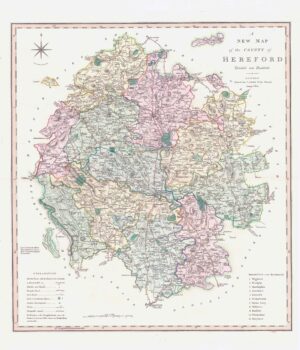 1804 Large Antique Map HEREFORDSHIRE by C Smith (SM2/27)