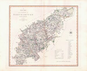 1801 Large Antique Map NORTHAMPTON by C Smith (SM2/39)