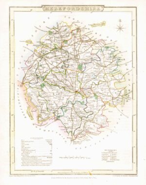 1816 Original Antique Map HEREFORDSHIRE original colour (ET-17)