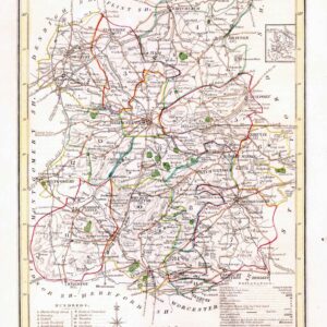 1816 Original Antique Map SHROPSHIRE original colour (ET-33)
