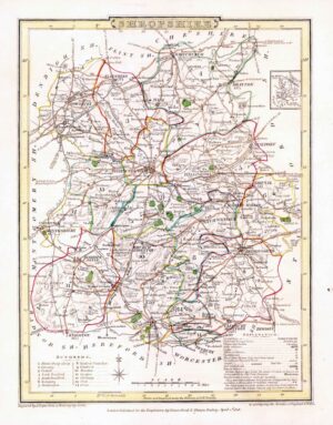 1816 Original Antique Map SHROPSHIRE original colour (ET-33)