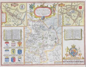 1676 Antique Map HUNTINGDONSHIRE Huntington by John Speed (LM20-7)