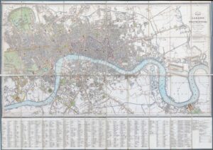 1830 PLAN OF LONDON AND WESTMINSTER BOROUGH OF SOUTHWARK Folding Map by WYLD