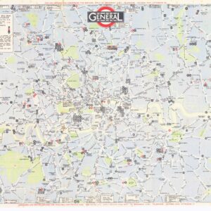 1928 Original Vintage MAP OF THE LONDON GENERAL BUS ROUTES (GSM5/6)