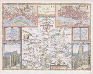 1676 MIDDLESEX DESCRIBED WITH THE MOST FAMOUS CITIES LONDON John Speed Map