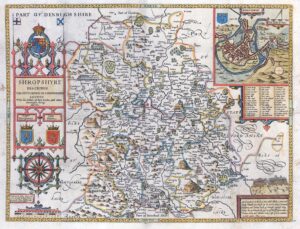 1710 SHROPSHYRE DESCRIBED Shropshire John Speed Map Henry Overton Edition
