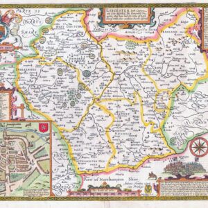 1676 LEICESTER LEICESTERSHIRE both Countye and Citie Map by John Speed Map
