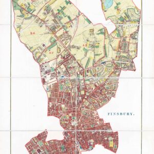 1877 Large London Map of FINSBURY Clerkenwell Islington Stoke Newington Highbury