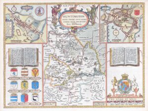 1676 Antique Map HUNTINGDONSHIRE Huntington John Speed Bassett Chiswell (LM24)