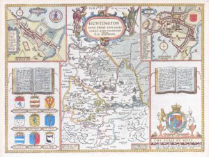 1676 Antique Map HUNTINGDONSHIRE Huntington John Speed Bassett Chiswell (LM24)