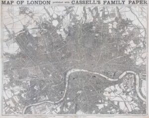 c1862 MAP OF LONDON PUBLISHED WITH CASSELL'S FAMILY PAPER Very Large (LM26)