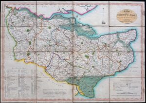 c1820 A MAP OF THE COUNTY OF KENT by Cowton & Colegate Antique folding Map  (FM161)