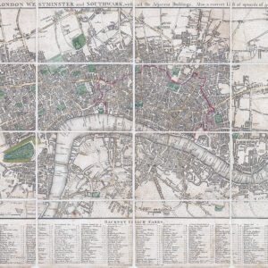 1792 POCKET PLAN OF LONDON WESTMINSTER SOUTHWARK Folding Map by Darton