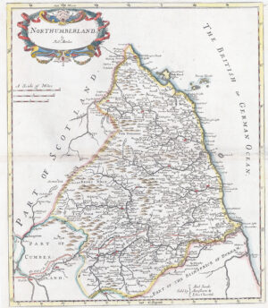 1695 1st Edition NORTHUMBERLAND antique Map by Robert Morden (LM30-24)