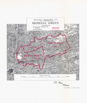 1917 Original antique BOUNDARY COMMISSION MAP OF BETHNAL GREEN East London
