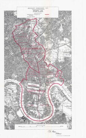 1917 Original antique BOUNDARY COMMISSION MAP OF POPLAR East London