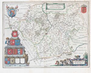 1654 LEICESTRENSIS COMITATUS LEICESTERSHIRE Map by Blaeu Dutch Edition