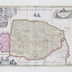 c1715 NORTFOLCIA VERNACULE NORFOLKE Norfolk Map by Schenk & Valk (LM32-57)