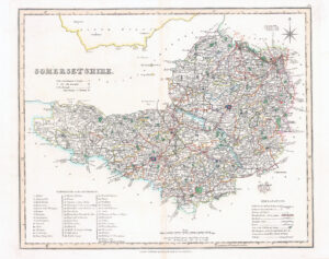 1830 Original Antique Map of SOMERSETSHIRE Somerset by Henry Teesdale (LM33-26)