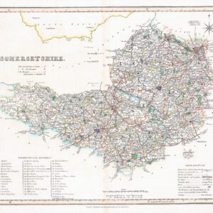 1830 Original Antique Map of SOMERSETSHIRE Somerset by Henry Teesdale (LM33-26)