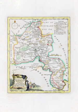 1769 OXFORDSHIRE Drawn from a Survey Original Antique Map by Kitchin (KSMb-21)