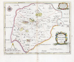 1695 RUTLAND Original Antique Map by Morden 1st Issue (LM30-29)