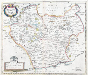 1695 LEICESTERSHIRE Original Antique Map 1st Issue by Robert Morden (LM30-30)