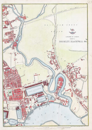 1863 Antique Map London BROMLEY BLACKWALL EAST INDIA DOCK CANNING TOWN