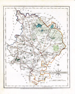 1787 Original Antique Map of HUNTINGDONSHIRE by John Cary (CM3/18)