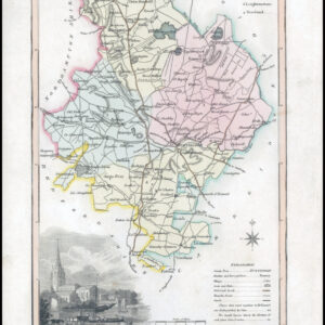 1817 Original Antique LANGLEY'S NEW MAP OF HUNTINGDONSHIRE St Ives (LNM13)