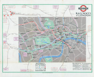 1924 Original Vintage BETTS' UNDERGROUND RAILWAYS OF LONDON British Empire MAP