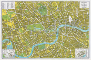 1940s Original Vintage PICTORIAL MAP OF LONDON including War Damaged areas