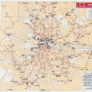 1923 Scarce Early L.C.C. TRAMS London County Council Transport Map Tram Lines