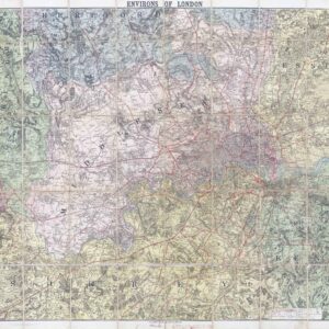 c1882 Original Antique folding Map ENVIRONS OF LONDON by William Smith