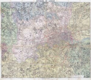 c1882 Original Antique folding Map ENVIRONS OF LONDON by William Smith