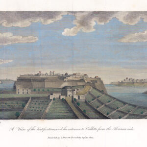 1802 Fine Antique Print VIEW OF FORTIFICATIONS & ENTRANCE TO VALLETTA Vallette Malta