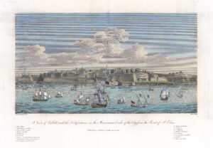 1802 A VIEW OF VALLETTA (Vallette) FORTIFICATIONS MARSAMUSCET Malta Antique Print