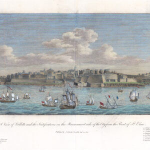 1802 A VIEW OF VALLETTA (Vallette) FORTIFICATIONS MARSAMUSCET Malta Antique Print