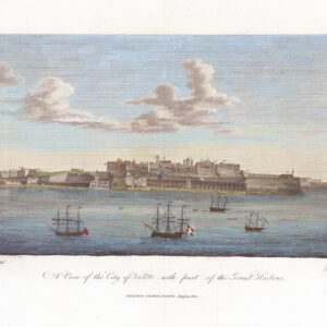 1802 Antique Print VIEW OF THE CITY OF VALLETTA (Valette) Grand Harbour MALTA