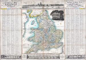 1817 LANGLEY'S NEW TRAVELLING AND COMMERCIAL MAP OF ENGLAND AND WALES