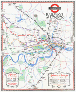 1928 Original LONDON UNDERGROUND ELECTRIC RAILWAYS SUMMER Map Perman