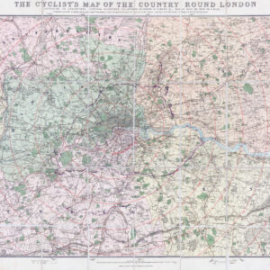 1895 CYCLIST'S MAP OF THE COUNTRY AROUND LONDON Large folding Antique MAP