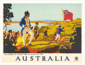 1935 The Landing of Captain Cook at Botany Bay Australia Original POSTER Trompf