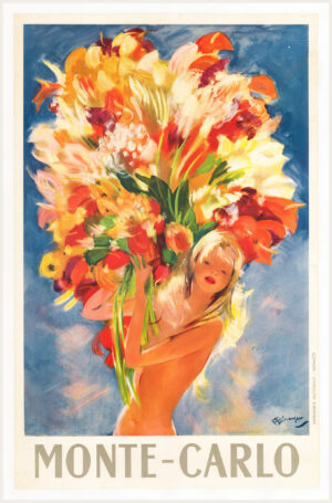 1950s Original Vintage Travel Poster MONTE CARLO by Jean Gabriel Domergue