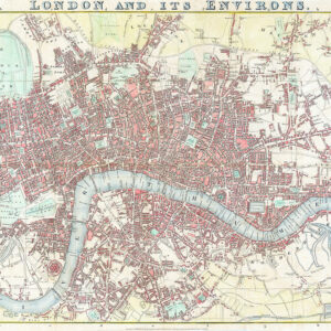 1818 Original Antique Map LONDON AND ITS ENVIRONS by Longman Hurst