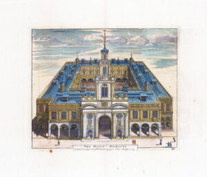 1755 Large Original Engraved print London THE ROYAL EXCHANGE by Stow (ST33)