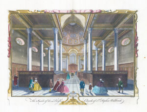 1755 Antique Print London PARISH CHURCH ST STEPHEN WALLBROOK Walbrook Stow (ST35)