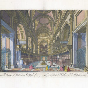 1755 Large Antique print London CHOIR OF ST PAUL'S CATHEDRAL by Stow (ST67)