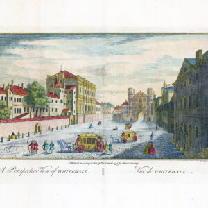 1755 Large antique print London PERSPECTIVE VIEW WHITEHALL by Stow (ST63)