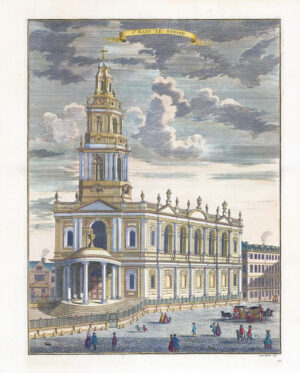 1755 Large antique print London ST MARY LE STRAND by Stow (ST58)